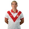 Red Vee Cotton Polo White