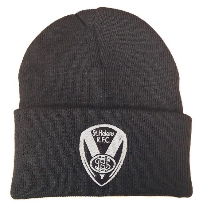 Kids Black Turn Up Beanie Hat